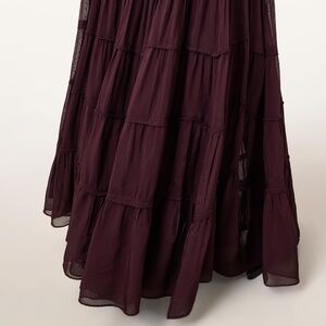 ISO‼️ AllSaints Eva Tiered Maxi Skirt in Plum Brown